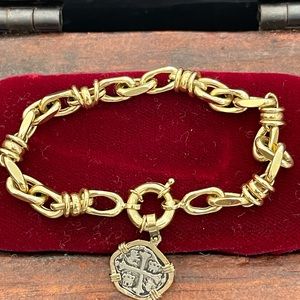 14k gold handmade bracelet 7” long with atocha coin charm